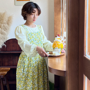 Seersucker Floral Apron Fashion Green Oil Resistant All Cotton Daily Use Kitchen Gardening - Product Image 3