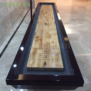 Modern Home Entertainment 9 Foot Oak Solid Wood Shuffle Board Table with Customized Color &amp; Logo - Product Image 4
