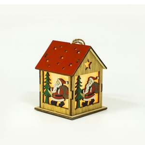 Décoration de Noël, cabane lumineuse, bonhomme de neige, décoration créative d'arbre de Noël, pendentif en bois lumineux pour les fêtes, cadeaux du Nouvel An - Product Image 4