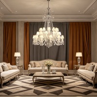 Source d'éclairage en cristal de luxe, reproduction 1:1 avec détails précis, taille et finition personnalisées pour les projets de design d'intérieur haut de gamme