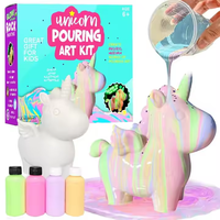 Nouveau kit de peinture créative DIY Fluide Bear : Ensembles licorne lumineuse avec peinture pour ours 4 couleurs