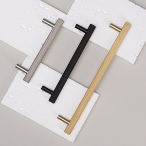 <strong>Modern</strong> Nordic Light Luxury Pure Copper Simple Wardrobe <strong>Drawer</strong> Handle <strong>Black</strong> Double Hole Knurled Brass Furniture Kitchen Bedroom - Product Image 4