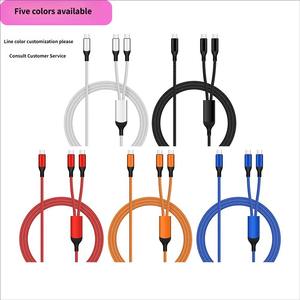 Cable de carga rápida 2 en 1 de 100W con revestimiento de nailon para coche, cargador de teléfono móvil, cable de datos USB tipo C. - Product Image 4