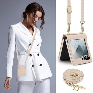 Étui de téléphone porte-carte pour <span class=keywords><strong>Samsung</strong></span> Z <span class=keywords><strong>Flip</strong></span> 7 6 5 4 <span class=keywords><strong>3</strong></span> PC étui pliant <span class=keywords><strong>coque</strong></span> rigide Funda couverture arrière Mobile avec lanière - Product Image 1