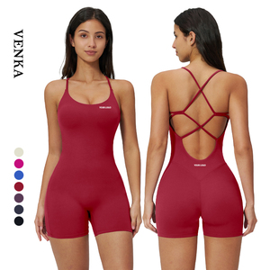 <span class=keywords><strong>Venka</strong></span> Hollow Cross - Prenda Moldeadora de Espalda con Diseño Elegante, Sin Mangas, de Una Pieza, Escote en U, Tirantes Ajustables, Color Melocotón, Ajuste Ceñido en la Cadera, para Yoga - Product Image 1