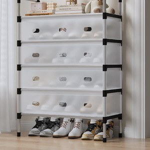 Meuble à chaussures multi-niveaux fermé anti-poussière pour dortoir, rangement domestique, idéal pour chambre de location, montage facile, optimisation de l'espace - Vente directe usine - Product Image 2