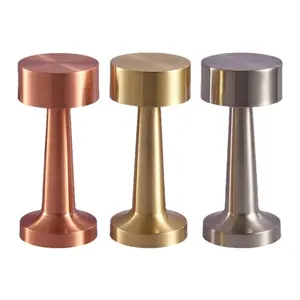 Lâmpadas de mesa vintage de metal com halteres e cogumelos para uso em bares e restaurantes, lâmpadas de mesa LED com carregamento de mesa sensível ao toque