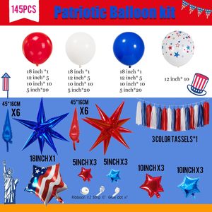 Kit Arco di Palloncini per il 4 <span class=keywords><strong>Luglio</strong></span>, Giorno dell'Indipendenza, Rosso Bianco e Blu, con Stampa di Stelle e Palloncini Mylar a Forma di Bandiera e Stella - Product Image 2