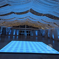 Panneaux de miroir de piste de danse LED mats blancs 20x20 pieds, 50x50 cm, miroir de piste de danse LED givré