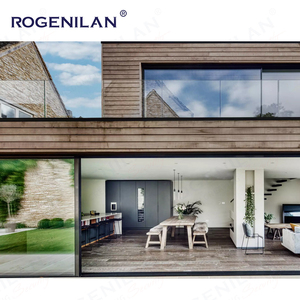 Rogenilan Heavy Duty marco de aluminio negro puerta corredera panorámica Villa balcón exterior vidrio insonorizado pista puertas correderas - Product Image 2