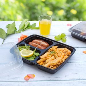 33OZ 39OZ Carton Takeaway Microwavable Foldable Eco-Friendly Plastic Disposable 3 Compartment Bento Food <b>Storage</b> Lunch Boxes - Product Image 3