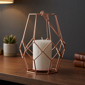 AK Brass Nordic Modern Copper Wire Basket Geometrical Design <b>Tealight</b> <b>Candle</b> <b>Holder</b> For Home Decoration - Product Image 1