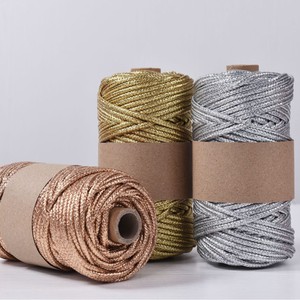 <span class=keywords><strong>Cordon</strong></span> en macramé tressé métallique 5 mm or et argent, corde souple couleur <span class=keywords><strong>champagne</strong></span> pour la fabrication de bijoux, le crochet et le tricot - Product Image 2