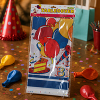 Nouvelle nappe de table ronde jetable en plastique, imperméable et résistante à l'huile, avec motif géométrique personnalisable, imprimée pour les fêtes, style américain