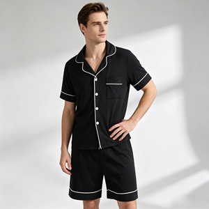 Men's Pajamas Wholesale Pajama Set <b>for</b> Men Soft Bamboo Short Sleeve Short Pants Modal <b>Pyjamas</b> Sleepwear Lounge Wear Factory - Product Image 2