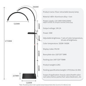 <span class=keywords><strong>Lampe</strong></span> métallique demi-lune HD-P5 <span class=keywords><strong>de</strong></span> 21 pouces avec télécommande pour nail art, broderie <span class=keywords><strong>de</strong></span> sourcils et extensions <span class=keywords><strong>de</strong></span> cils, dotée d'un support au sol avec rangement - Product Image 4