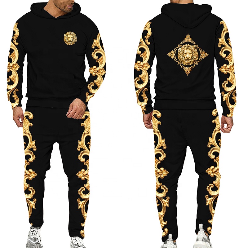 LFTEGUFKXS Christmas Wolf Men's Jogging Suit Lion Hoodie And Trousers Men's Tiger Tracksuit Jogging Suit Sports Suit, S9, XX-Large - View #4