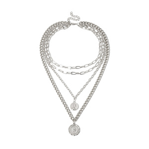 Collar de cadena gruesa con capas doradas y colgante de moneda para hombre, estilo hip hop, joyería de moda. - Product Image 5