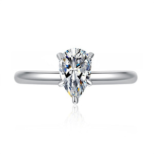 Anillos de Compromiso y Matrimonio Personalizados de Plata de Ley 925 con Baño de Oro de 18k, con Moissanita VVS1 en Corte Pera, Delicados y Modernos - Product Image 6