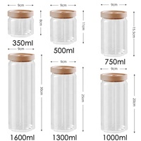 Ensemble de pots de stockage en verre pour pâtes biscuits épices, cuisine élégante, sans danger pour les aliments, avec couvercle hermétique en bois de hêtre empilable