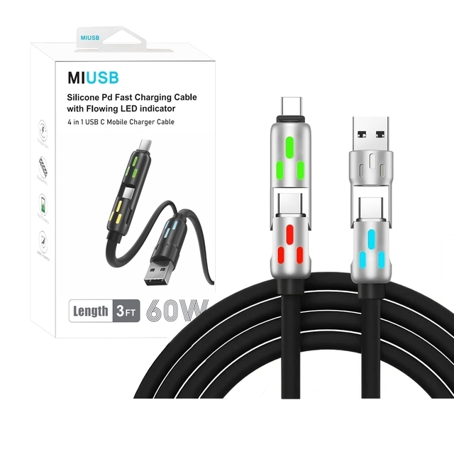 New Zinc Alloy USB C Charger Cable PD 27W to 65W 4 in 1 Fast Charging Cable