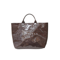 Bolso Tote de PU para Mujer, Moda de Verano, Nuevo Estilo Retro, Gran Capacidad, Cierre Abierto Tipo Gelatina, Papel DuPont, Color Sólido, Poliéster