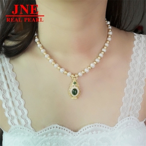 Regalo per la Festa della Mamma: Collana di Perle d'Acqua Dolce Naturali con Diaspro Naturale, Lavorazione Artigianale in Oro Antico e Argento Sterling - Product Image 3