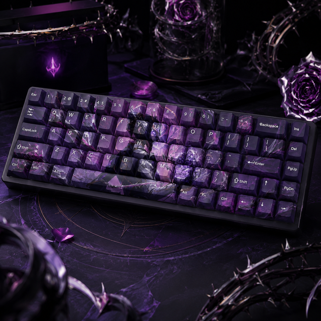 Custom VALORANT Vyse 68 Key PBT Dye Sublimation Keycaps Cherry Profile Set for Gaming Mechanical Keyboard