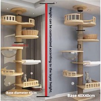 Arbre à chat de plafond à sol, griffoir pour animaux de compagnie en bois et sisal, maison pour chat durable, robuste et lavable, jouet pour chats d'intérieur