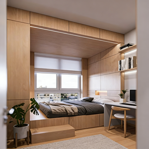 Armoire en bois personnalisée BALOM avec porte à charnières pour la maison, le bureau et la chambre à coucher, design gain de place avec quincaillerie de qualité - Product Image 3