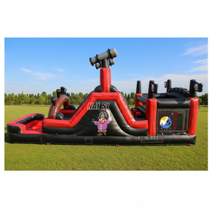 Parcours d'obstacles gonflable commercial <span class=keywords><strong>Bateau</strong></span> <span class=keywords><strong>Pirate</strong></span> avec piscine et toboggan aquatique gonflable pour enfants – Jeu <span class=keywords><strong>de</strong></span> défi - Product Image 1