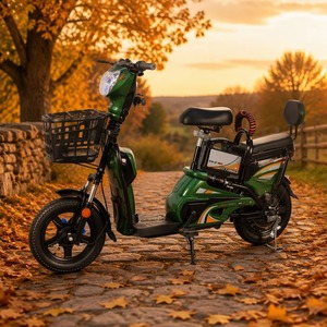 Bicicleta eléctrica de una sola velocidad con freno de tambor, batería de plomo-ácido de 48V, alcance de 30 a 100 km para viajes cortos - Product Image 1