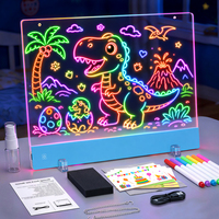 Tablette d'écriture LED pour enfants, boîte DIY, tableau de dessin en acrylique, pour les 3 ans et plus, modes RGB, effaçable à sec, veilleuse, cadeau pour filles et garçons