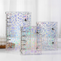 Protège-cahier M5 en PVC transparent coloré pour DIY, format A5/A6, avec double bouton, couverture étoilée remplaçable, sûr et non toxique
