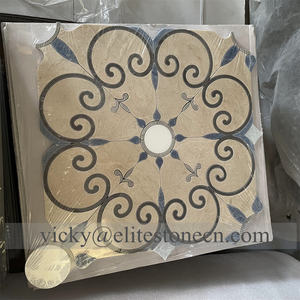 Elitestone mosaico al por mayor cuadrado círculo mármol piedra medallón Waterjet mosaico azulejo patrón diseño para suelo Tailandia fábrica - Product Image 3