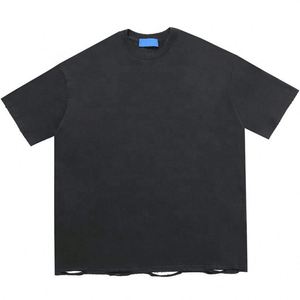 2025 250 Gsm T-shirt vierge T-shirt surdimensionné uni Fournisseurs de t-shirts unis déchirés de haute qualité - Product Image 1