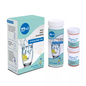 Kit <span class=keywords><strong>de</strong></span> tests rapides pour <span class=keywords><strong>l</strong></span>'<span class=keywords><strong>eau</strong></span> potable à 17 paramètres : détection <span class=keywords><strong>de</strong></span> pH, cuivre, plomb, fer, <span class=keywords><strong>dureté</strong></span> – Certifié CE ISO – Résultats en 30s - Product Image 2