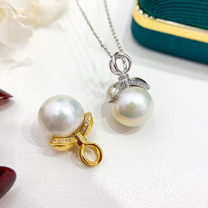 Accesorio de Plata S925 para Colgante, Soporte Vacío para Collar, con Cuentas Redondas Planas de 11-16 mm, Fornituras de Joyería de Plata-30941 - Product Image 4