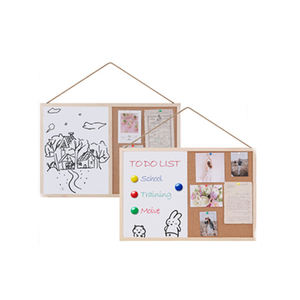 Tableau blanc magnétique 2-en-1 combiné en liège, personnalisable pour la maison, avec mini tableau blanc suspendu et coins en plastique - Product Image 2