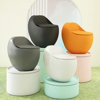 Nouvelle toilette compacte en céramique en forme d'œuf, à siphon, entièrement émaillée, monobloc, à poser au sol, siphon en P, facile à nettoyer, pour hôtels