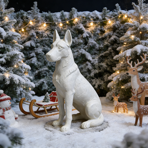 Estatua de <span class=keywords><strong>Pastor</strong></span> Alemán <span class=keywords><strong>Blanco</strong></span>, Escultura de Resina Pintada a Mano, Figura Coleccionable, Diseño de Guardián del Jardín Real Francés - Product Image 6