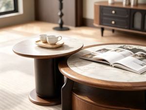 โต๊ะกาแฟหินอ่อนทันสมัยพร้อมที่เก็บของ โครงไม้ เฟอร์นิเจอร์ห้องนั่งเล่น - Product Image 2