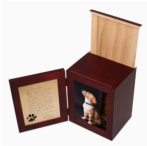 <span class=keywords><strong>Urne</strong></span> funéraire double porte en bois d'acajou pour animaux de compagnie avec cadre photo et carte de message – Cendres de chien et de <span class=keywords><strong>chat</strong></span> – Souvenir commémoratif pour petits animaux - Product Image 2