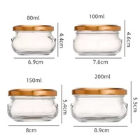 Tarro de cristal al por mayor con doble asa, tipo nido de pájaro, 80ml 100ml 150ml, hermético, para miel y mermelada, con tapa metálica de rosca, recipiente para recuerdos de boda