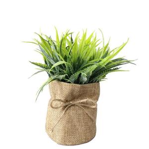 Mini plantes artificielles en pot de béton, eucalyptus, <span class=keywords><strong>romarin</strong></span>, bonsaï avec ficelle pour décoration de bureau, étagère, style farmhouse - Product Image 1