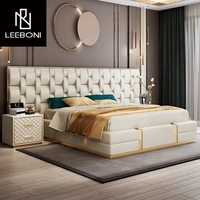 Populaire ensemble de chambre double lit en cuir ensembles de luxe taille aimable meubles de maison chambre principale ensemble de meubles de luxe
