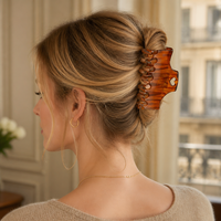Pince à cheveux YuAo haut de gamme en acétate écologique, style européen et américain, motif géométrique, faite à la main pour femme