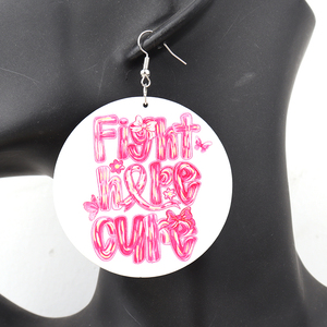 Pendientes de madera rosa para cáncer de mama - Product Image 1