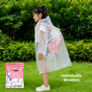 도매 레인웨어 재사용 어린이 하이 퀄리티 사용자 정의 로고 아이 긴 페바 비옷 - Product Image 5