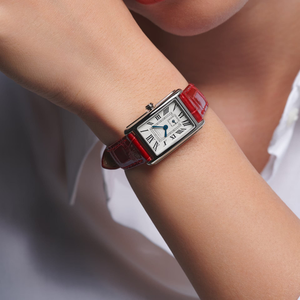 Rectangular Dial Mechanical Watch with Roman Numerals and Leather Strap for Daily and Formal Wear Longinesing - Product Image 3